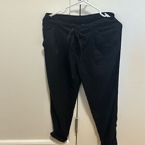 Free People Black Linen Jogger Pants Size 0